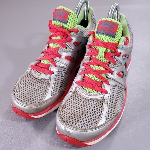 Nike Dual Fusion Lite Running Shoe Womens 7 Gray Neon Green Athletic Gym Sneaker - Picture 4 of 13